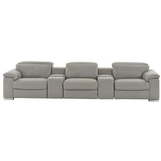 Charlie Light Gray Home Theater Leather Seating with 5PCS/3PWR