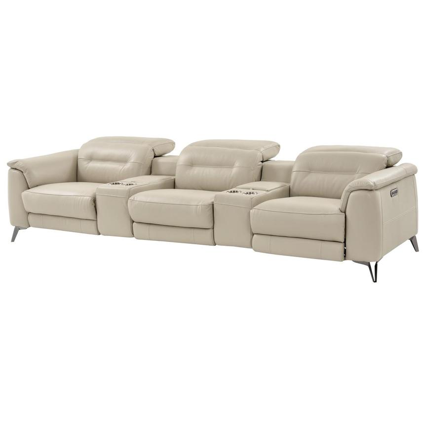 Anabel Cream Home Theater Leather Seating with 5PCS/3PWR  alternate image, 4 of 13 images.