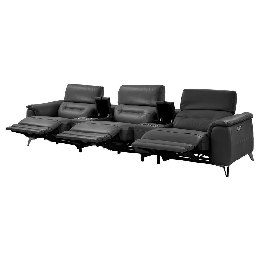 Anabel Gray Home Theater Leather Seating with 5PCS/3PWR  alternate image, 4 of 12 images.