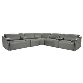 Austin Dark Gray Leather Power Reclining Sectional with 7PCS/3PWR