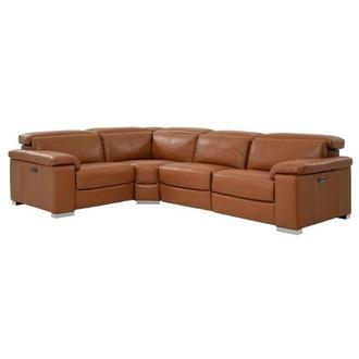 Charlie Tan Leather Power Reclining Sectional with 4PCS/2PWR