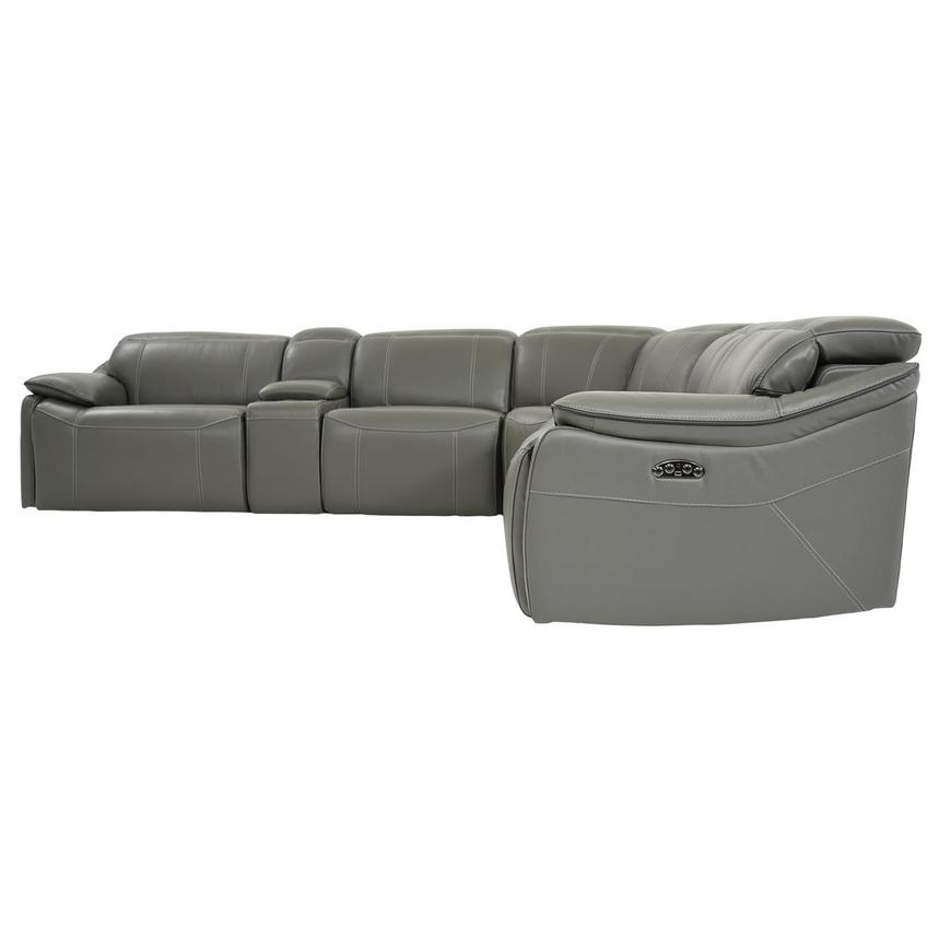 Austin Dark Gray Leather Power Reclining Sectional with 6PCS/3PWR  alternate image, 4 of 10 images.