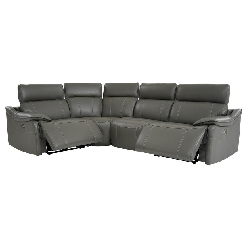Austin Dark Gray Leather Power Reclining Sectional with 4PCS/2PWR  alternate image, 3 of 9 images.