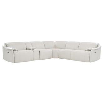 Austin Light Gray Leather Power Reclining Sectional