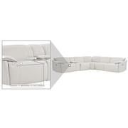 Austin Light Gray Leather Power Reclining Sectional with 6PCS/2PWR  alternate image, 9 of 10 images.