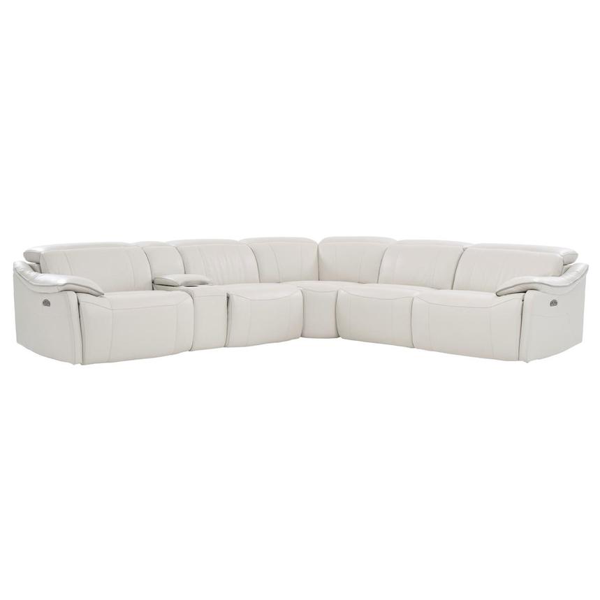 Austin Light Gray Leather Power Reclining Sectional with 6PCS/3PWR  main image, 1 of 10 images.
