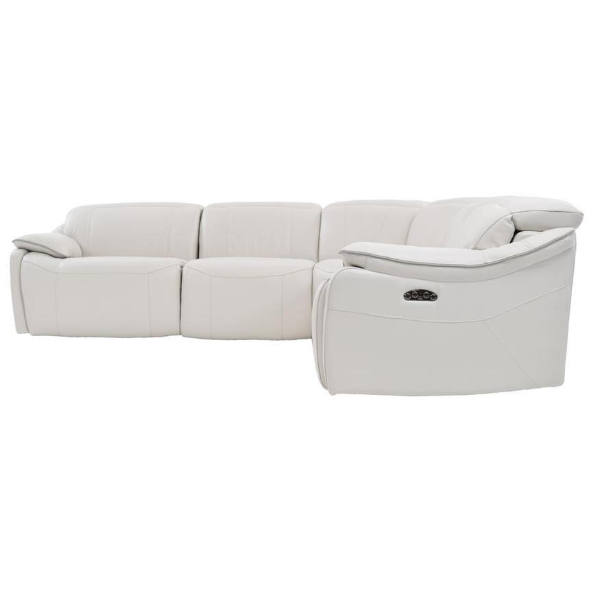 Austin Light Gray Leather Power Reclining Sectional with 5PCS/2PWR alternate image, 4 of 9 images.