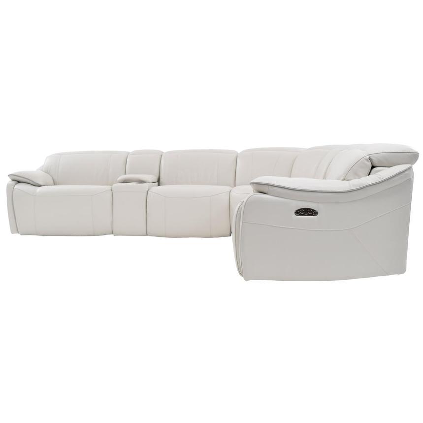 Austin Light Gray Leather Power Reclining Sectional with 6PCS/2PWR alternate image, 4 of 10 images.