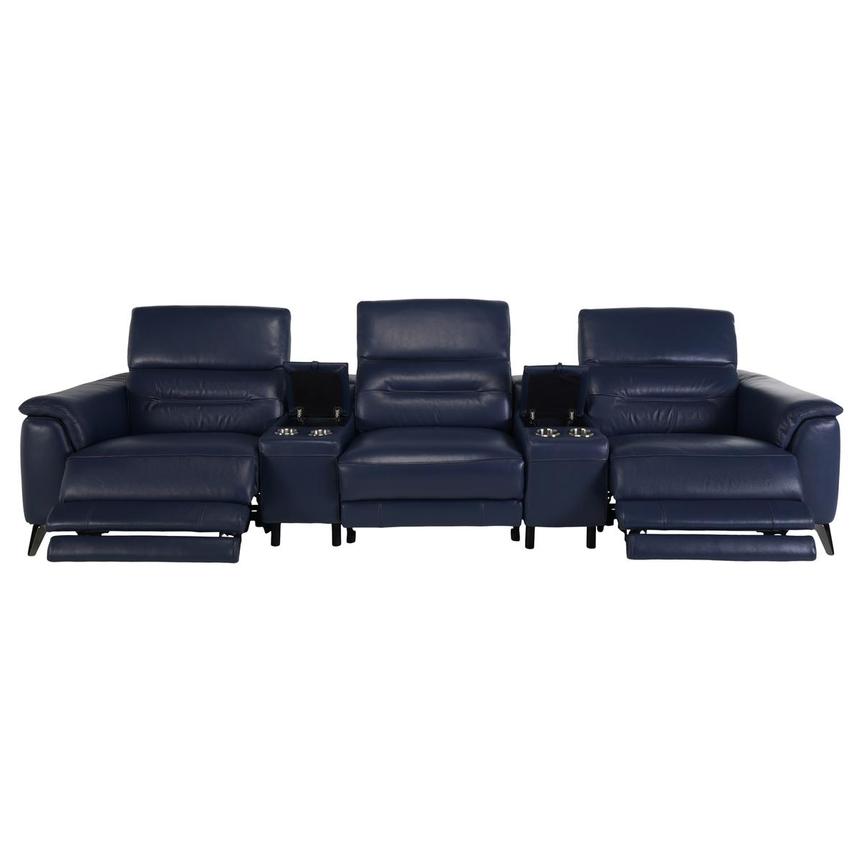Anabel Blue Home Theater Leather Seating with 5PCS/2PWR  alternate image, 2 of 8 images.