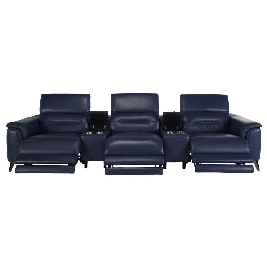 Anabel Blue Home Theater Leather Seating with 5PCS/3PWR  alternate image, 2 of 8 images.