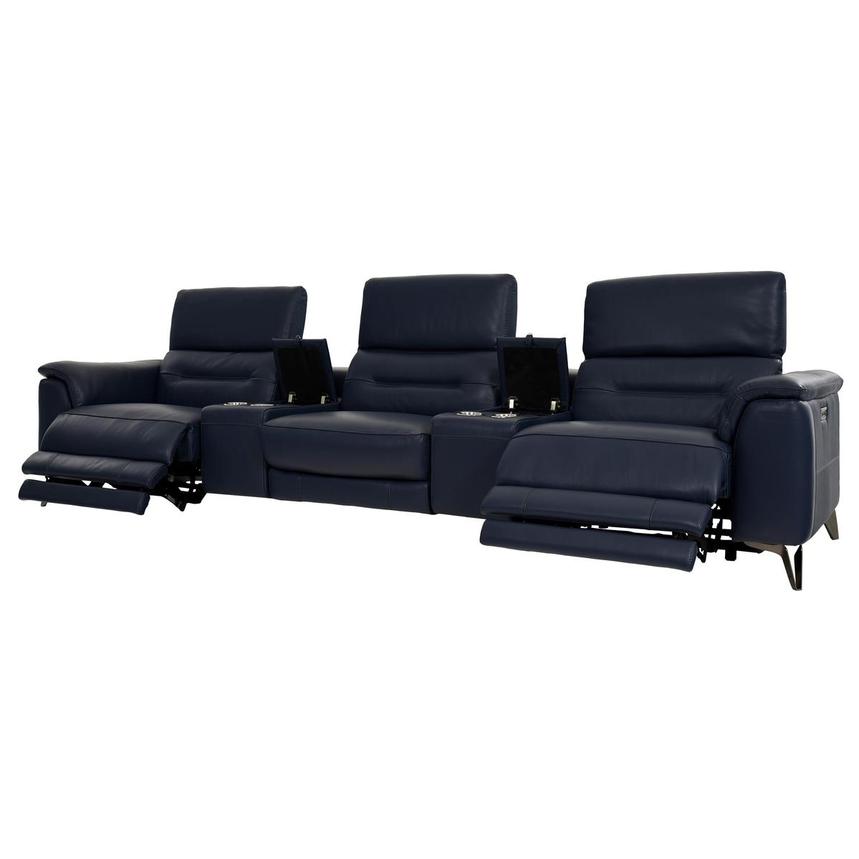 Anabel Blue Home Theater Leather Seating with 5PCS/2PWR  alternate image, 3 of 11 images.