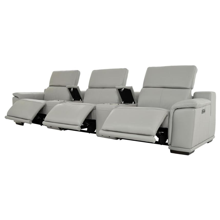 Davis 2.0 Light Gray Home Theater Leather Seating with 5PCS/3PWR  alternate image, 3 of 11 images.