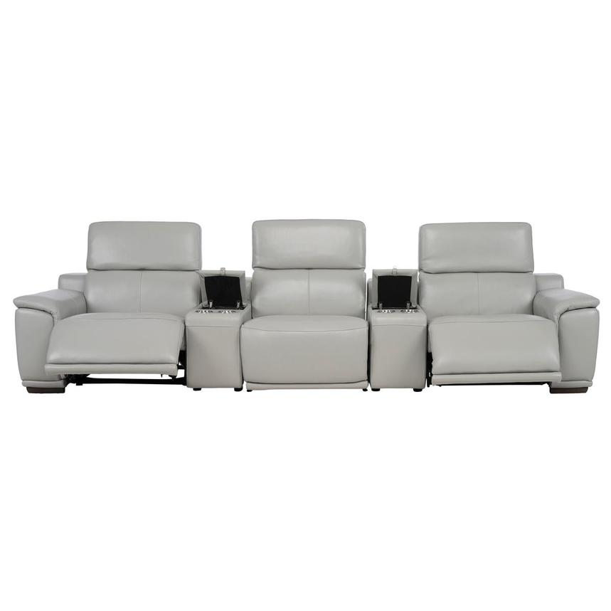 Davis 2.0 Silver Home Theater Leather Seating with 5PCS/2PWR alternate image, 2 of 9 images.