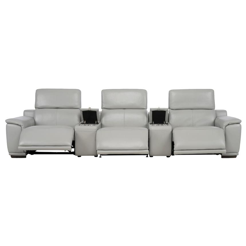 Davis 2.0 Silver Home Theater Leather Seating with 5PCS/3PWR alternate image, 2 of 9 images.