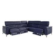 Anabel Blue Leather Power Reclining Sectional  alternate image, 2 of 11 images.