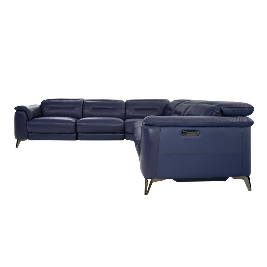 Anabel Blue Leather Power Reclining Sectional  alternate image, 3 of 11 images.