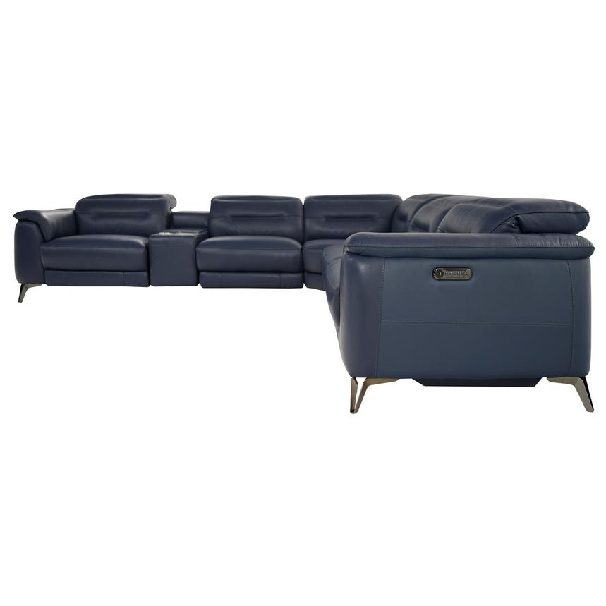 Anabel Blue Leather Power Reclining Sectional with 6PCS/2PWR  alternate image, 3 of 10 images.