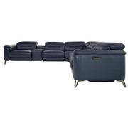 Anabel Blue Leather Power Reclining Sectional with 6PCS/3PWR  alternate image, 3 of 10 images.
