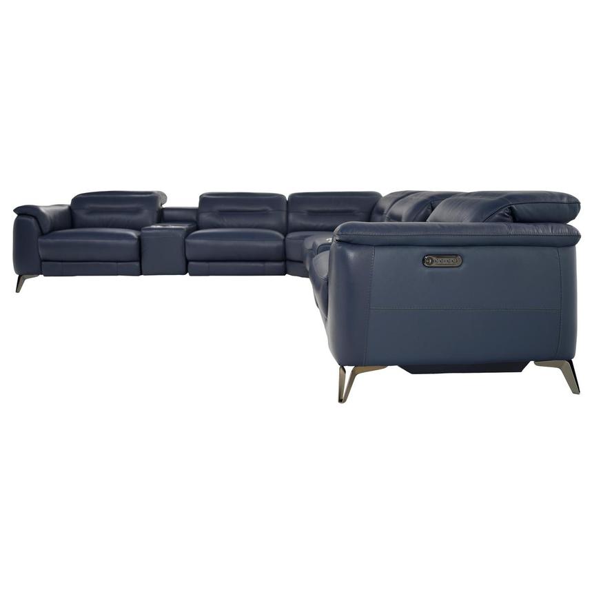 Anabel Blue Leather Power Reclining Sectional with 7PCS/3PWR  alternate image, 3 of 10 images.