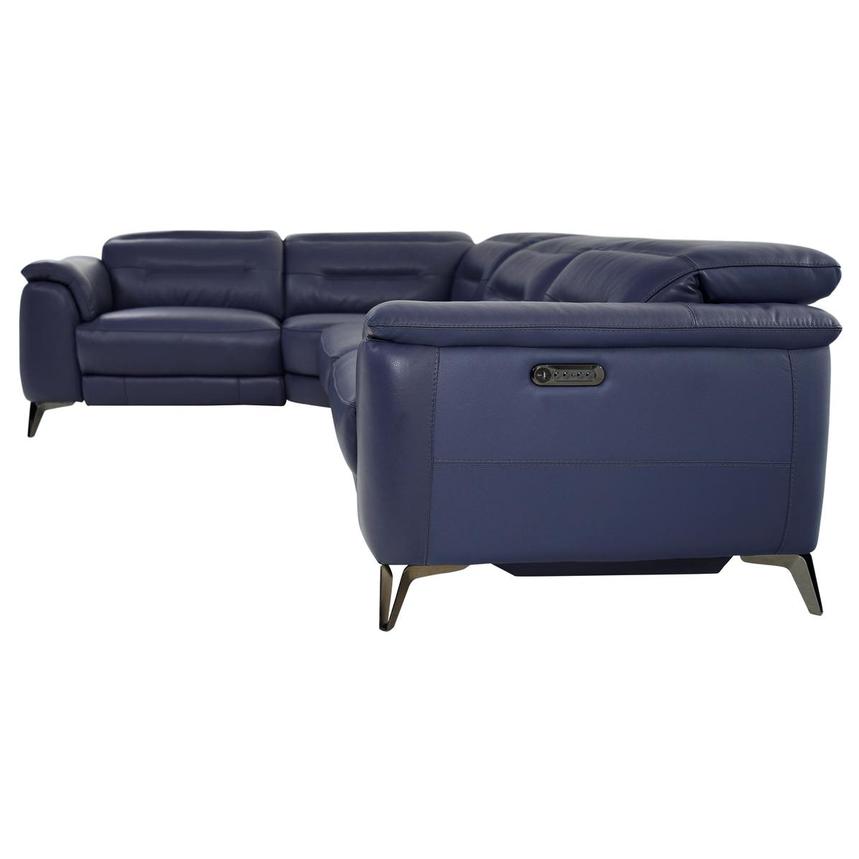 Anabel Blue Leather Power Reclining Sectional with 4PCS/2PWR  alternate image, 3 of 11 images.