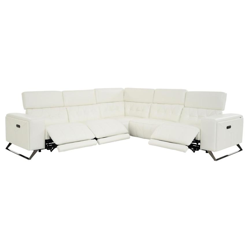 Anchi White Leather Power Reclining Sectional with 5PCS/3PWR  alternate image, 3 of 11 images.