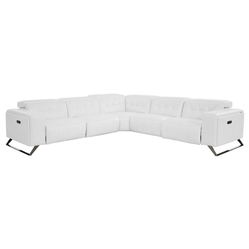 Anchi White Leather Power Reclining Sectional with 5PCS/3PWR  main image, 1 of 12 images.