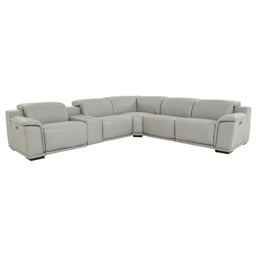 Davis 2.0 Silver Leather Power Reclining Sectional with 6PCS/2PWR  main image, 1 of 11 images.
