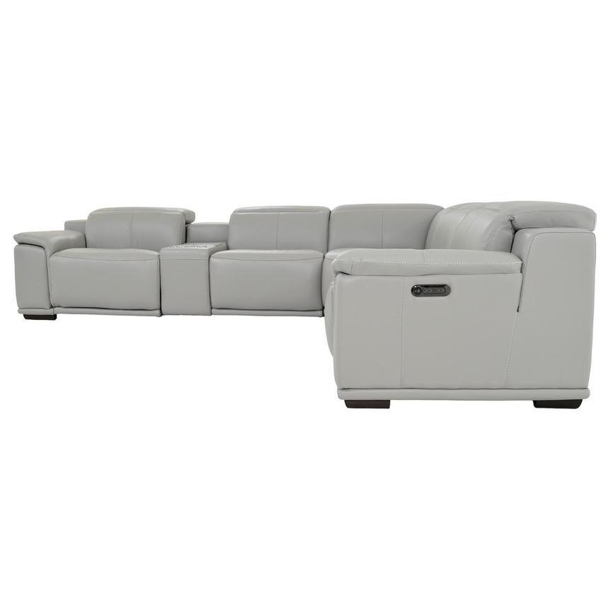 Davis 2.0 Light Gray Leather Power Reclining Sectional with 6PCS/3PWR  alternate image, 3 of 11 images.