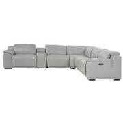 Davis 2.0 Silver Leather Power Reclining Sectional with 6PCS/2PWR  alternate image, 3 of 12 images.