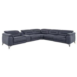 Claribel II Blue Power Reclining Sectional with 6PCS/3PWR
