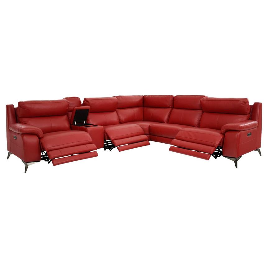Barry Red Leather Power Reclining, Recliner Sectional Leather