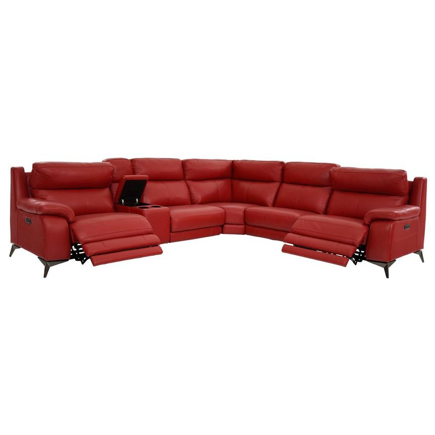 Barry Red Leather Power Reclining, Sectional Reclining Sofa Leather