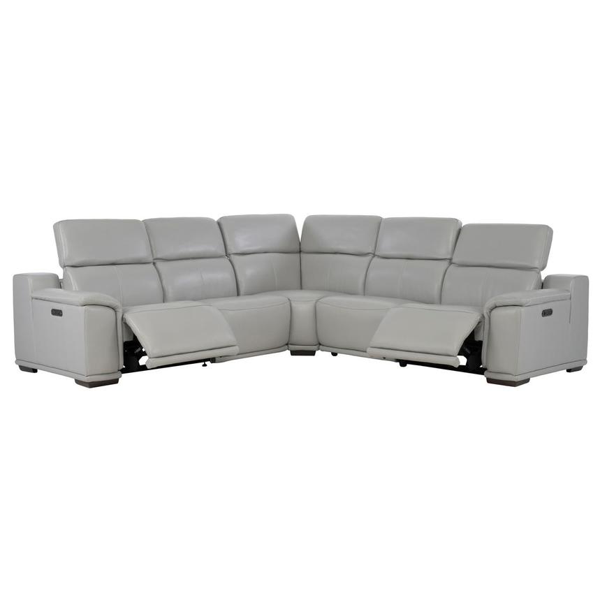 Davis 2.0 Silver Leather Power Reclining Sectional with 5PCS/2PWR alternate image, 2 of 12 images.