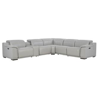 Davis 2.0 Silver Leather Power Reclining Sectional with 5PCS Davis 2.0 Silver Leather Power Reclining Sectional with 5PCS