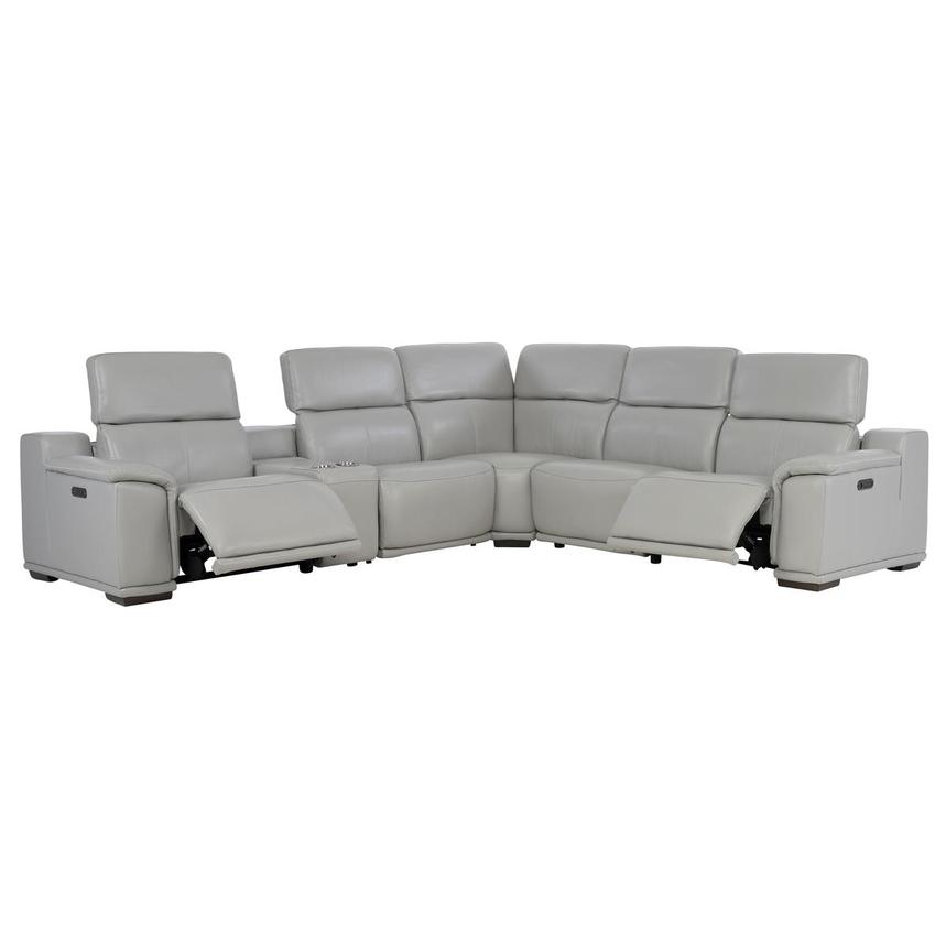 Davis 2.0 Silver Leather Power Reclining Sectional with 6PCS/2PWR alternate image, 2 of 12 images.