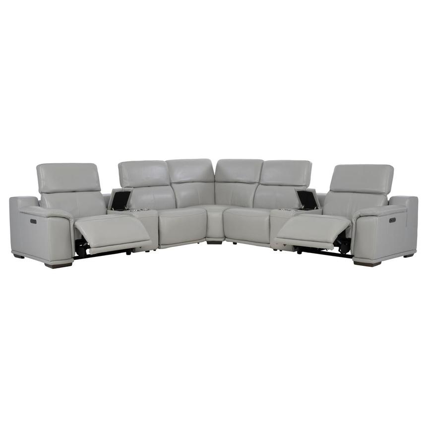 Davis 2.0 Silver Leather Power Reclining Sectional with 7PCS/3PWR alternate image, 2 of 12 images.