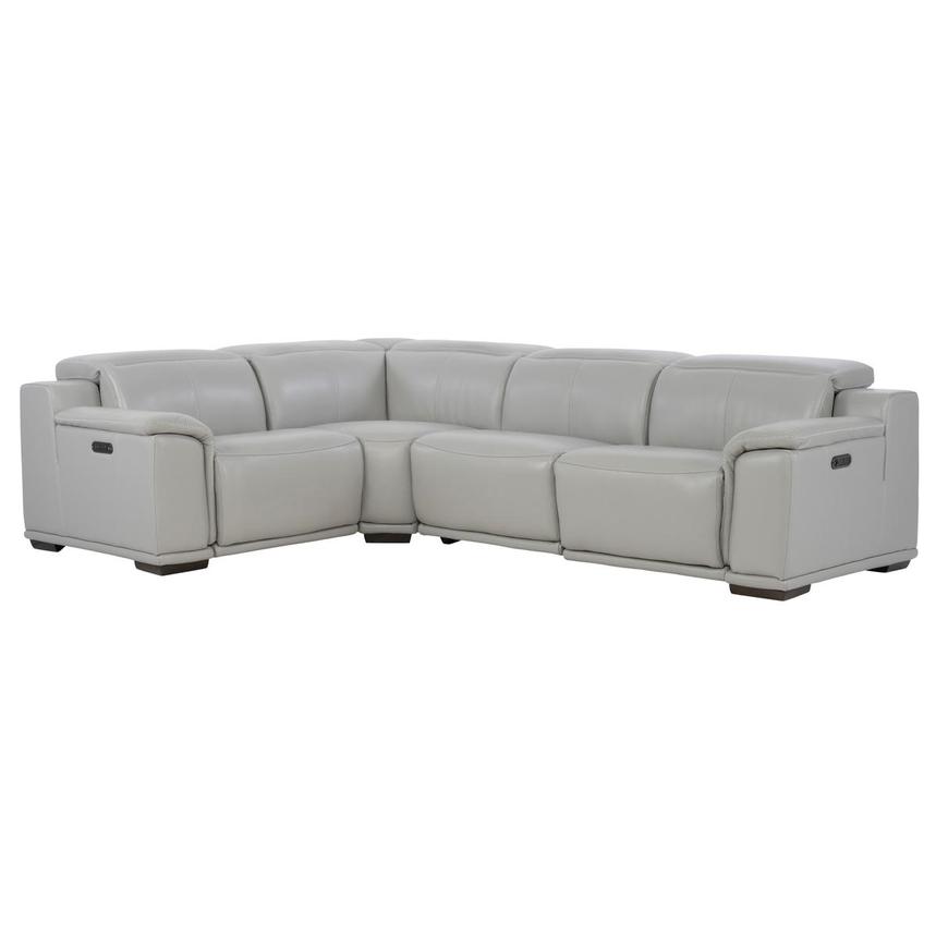 Davis 2.0 Silver Leather Power Reclining Sectional with 4PCS/2PWR main image, 1 of 10 images.