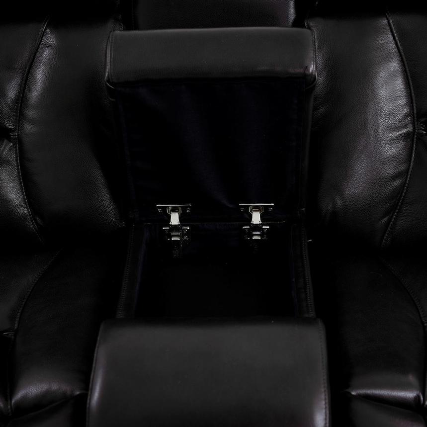 Gio Black Leather Power Reclining Sofa w/Console  alternate image, 9 of 15 images.