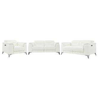 Anabel Cream Leather Power Reclining Loveseat