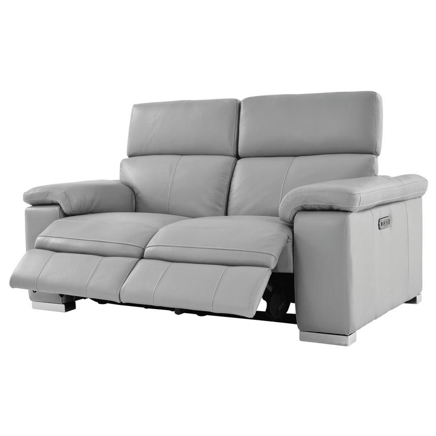 Charlie Light Gray Leather Power Reclining Loveseat  alternate image, 3 of 12 images.