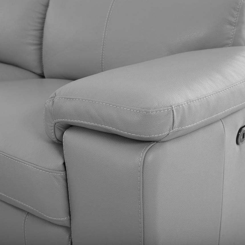 Charlie Light Gray Leather Power Reclining Loveseat  alternate image, 8 of 12 images.