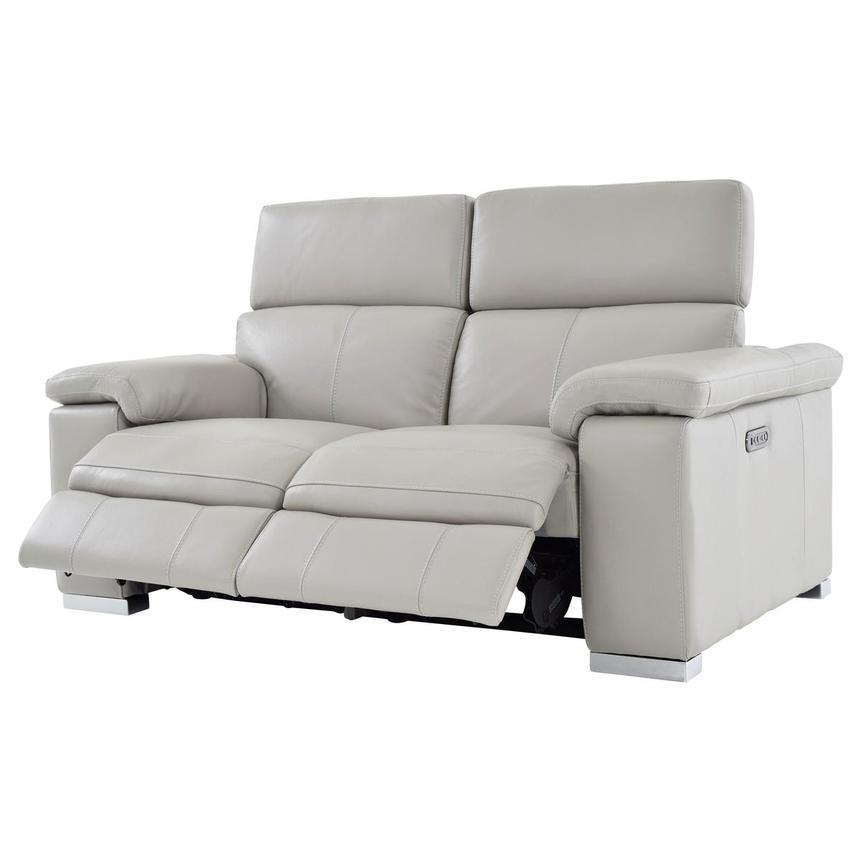 Charlie Light Gray Leather Power Reclining Loveseat  alternate image, 3 of 11 images.