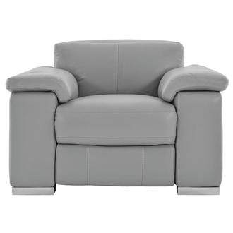 Charlie Light Gray Leather Power Recliner