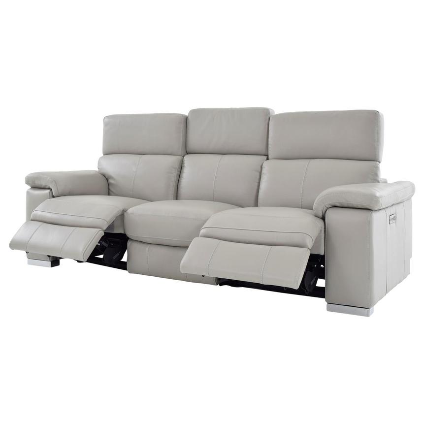 Charlie Light Gray Leather Power Reclining Sofa  alternate image, 3 of 9 images.