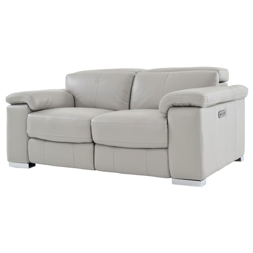 Charlie Light Gray Leather Power, Grey Leather Loveseat Recliner