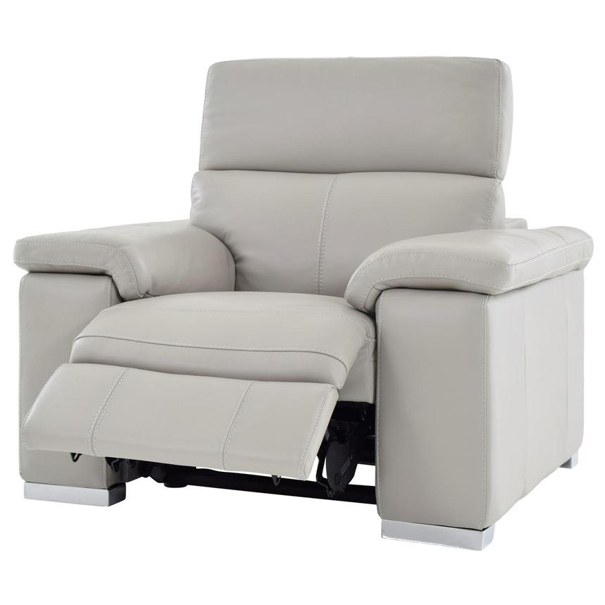 Charlie Light Gray Leather Power Recliner | El Dorado Furniture