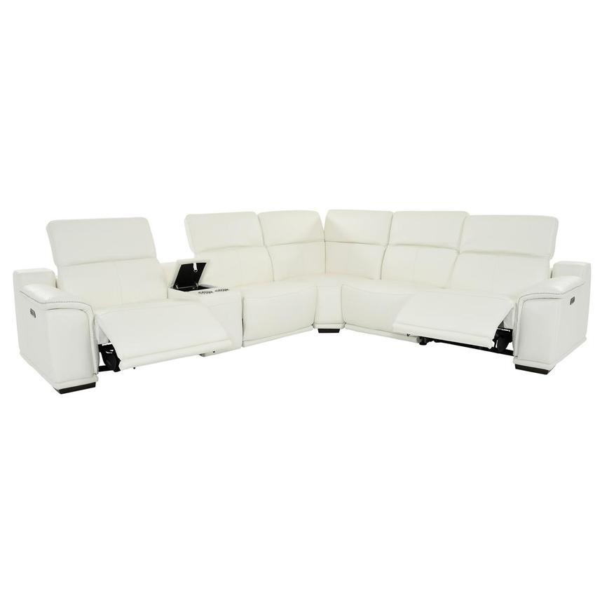 Davis 2 0 White Leather Power Reclining, White Leather Reclining Sectional