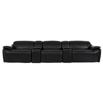 Austin Black Home Theater Leather Seating with 5PCS/3PWR