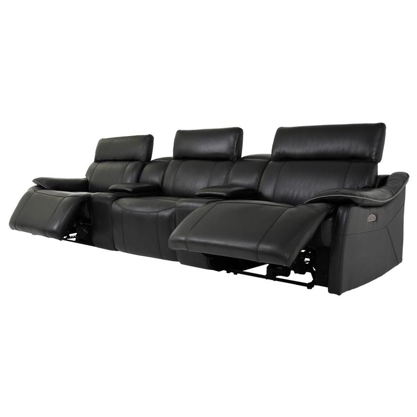 Austin Black Home Theater Leather Seating with 5PCS/2PWR  alternate image, 3 of 11 images.