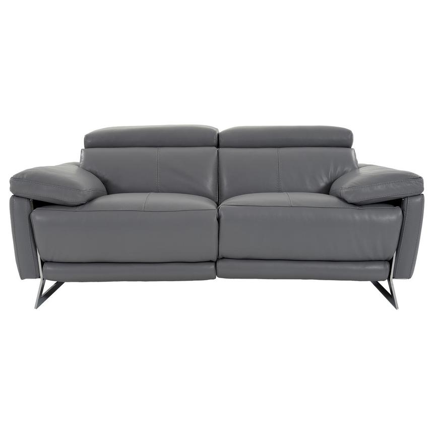 Gabrielle Gray Leather Power Reclining Loveseat  main image, 1 of 12 images.